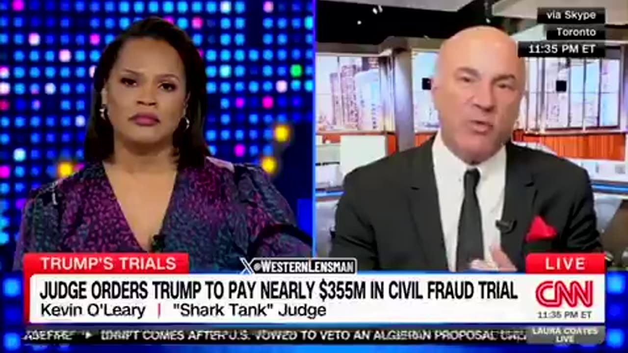 Kevin O’Leary educates CNN host about the Trump “fraud” trial,