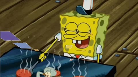 Squidward Is Playing With Tiles While SpongeBob Is Flipping Krabby Patties 🍔