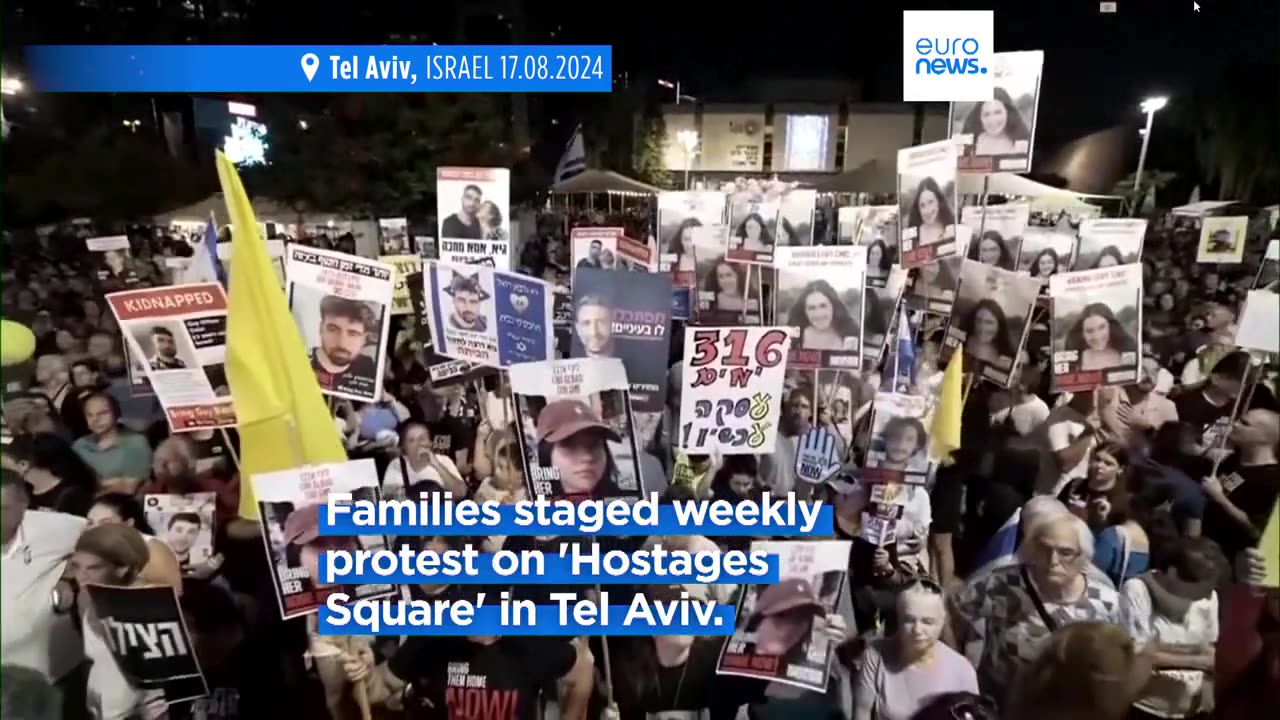 Protesters gather for weekly rally in Tel Aviv calling for deal to release Hamas hostages