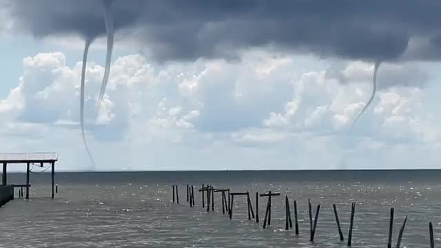 3 Impressive Waterspouts, Mobile Bay Alabama