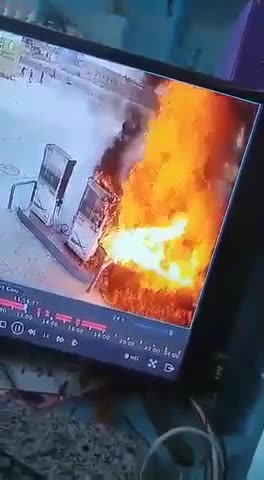 Terrible accident at gas station.