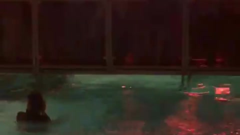 Music poor dismount girl falls into pool