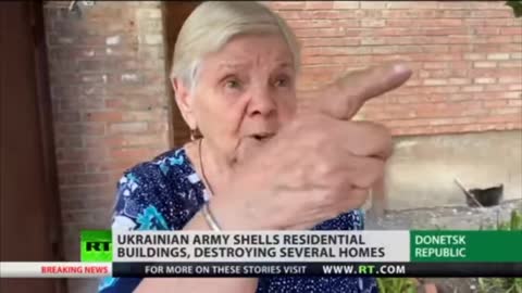 Ukrainian army shells residential areas of Donetsk, destroying several homes.