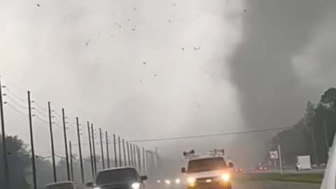 Wellington Tornado Spins Across Road, Power Lines Broken