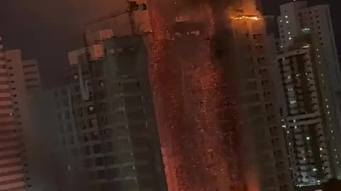 Building under construction on Fire in Brazil