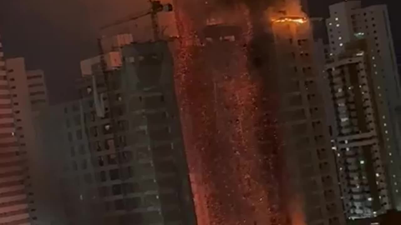 Building under construction on Fire in Brazil