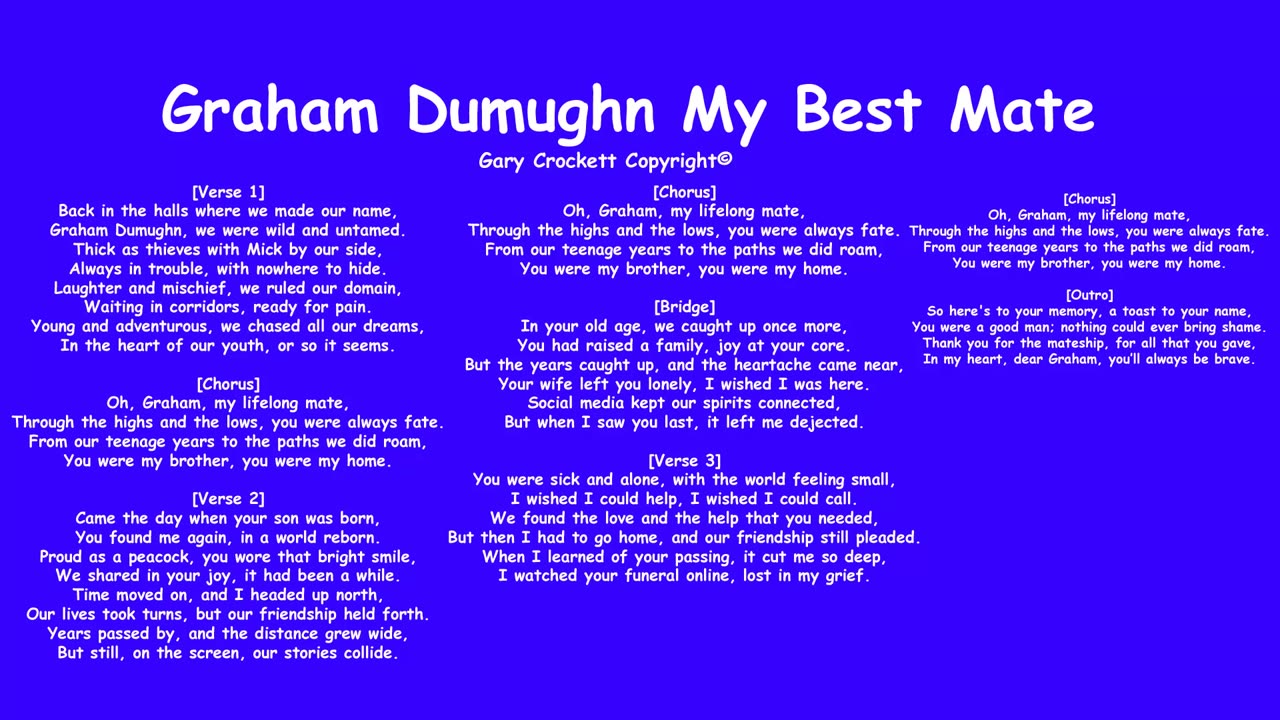 Graham Dumughn My Best Mate