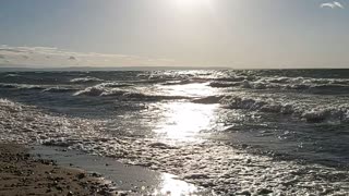 A windy sunset in Blue Water Beach (Georgian Bay, Canada)