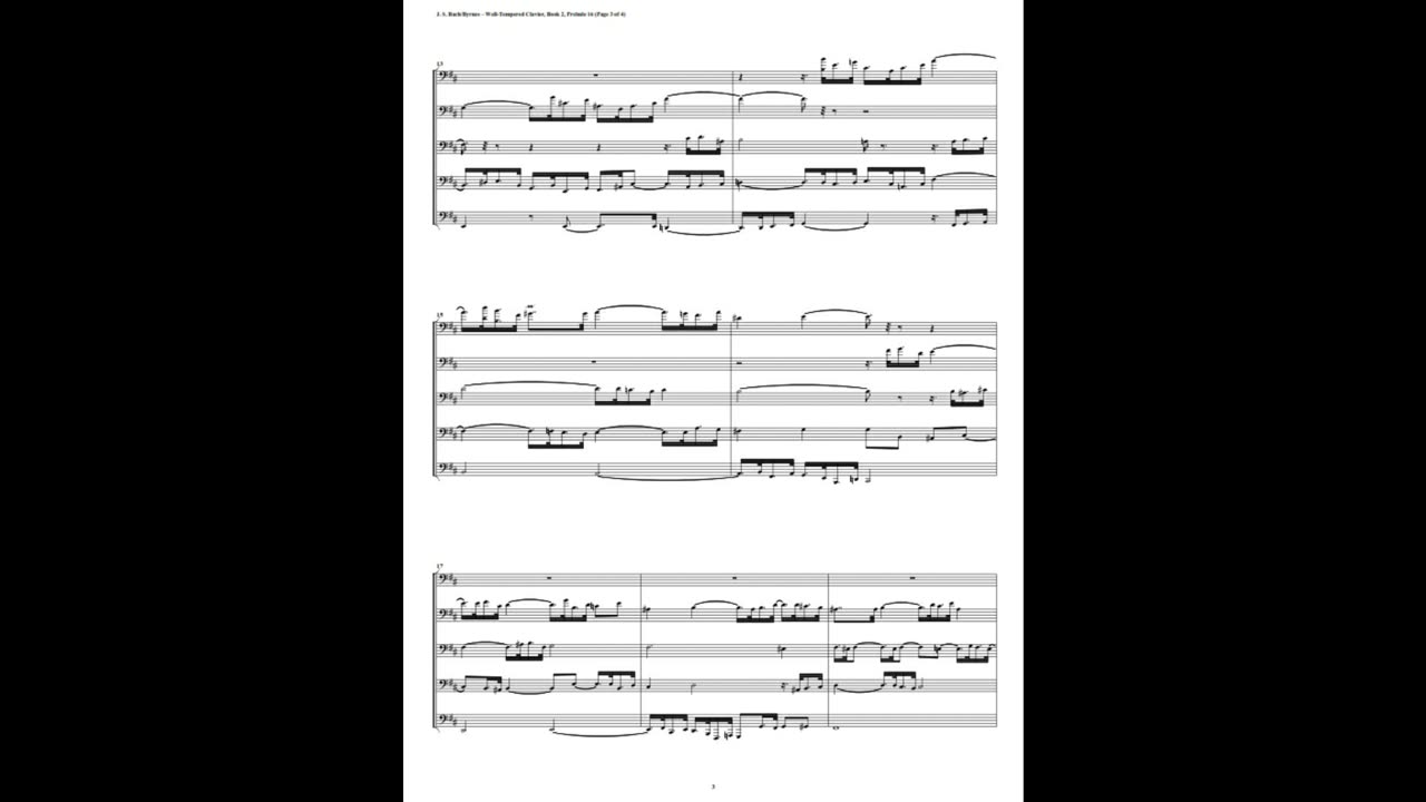 J.S. Bach - Well-Tempered Clavier: Part 2 - Prelude 16 (Euphonium-Tuba Quintet)