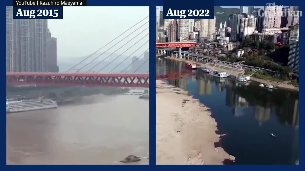 How large swathes of the Yangtze River are drying up