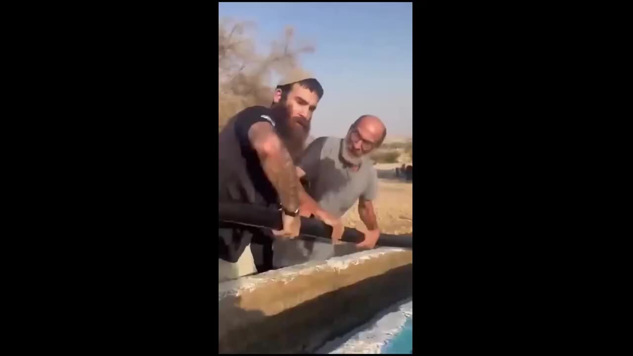 Colonial Zionist Israeli settlers attack Palestinians and steal their water in the