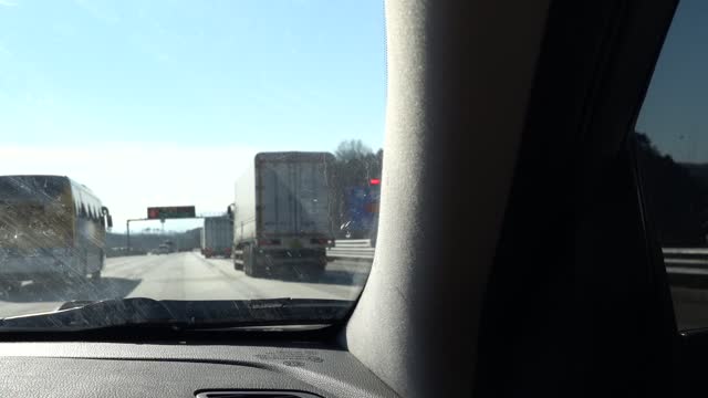 In a car driving on the Korean highway 3