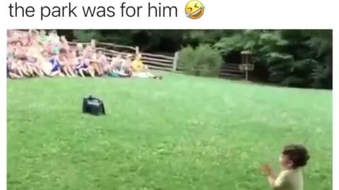 My son though the crowd gathered at the park was for him #funny Videos