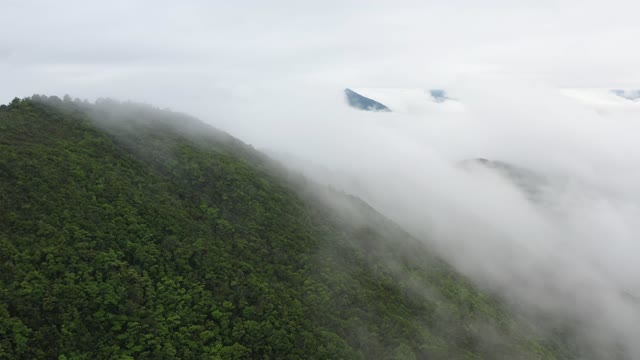 Green clouds and mountains