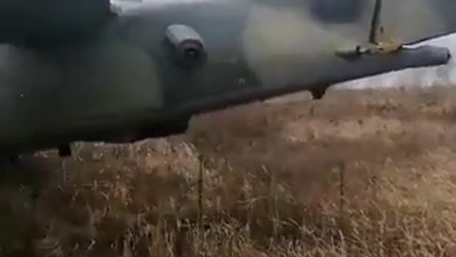 Ka-52 Hokum B attack helicopter in apparent forced landing after suffering damage