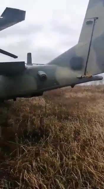 Ka-52 Hokum B attack helicopter in apparent forced landing after suffering damage
