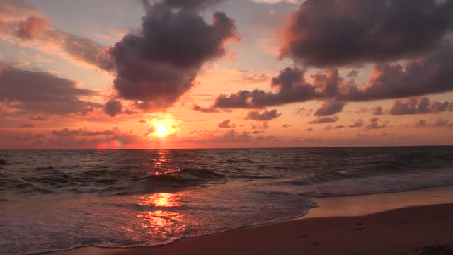 Beautiful beach waves and sunset