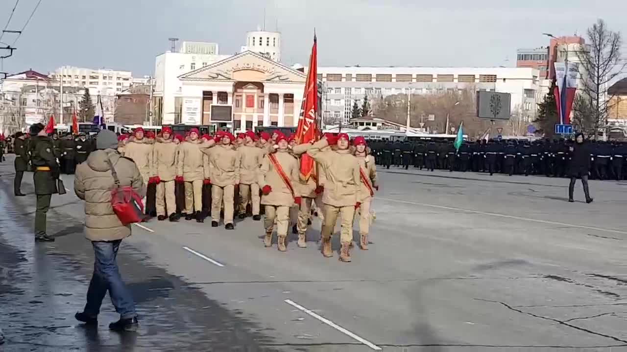 Military parade in one of the cities of Russia