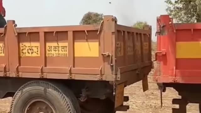 Truck Falls on JCB Machine