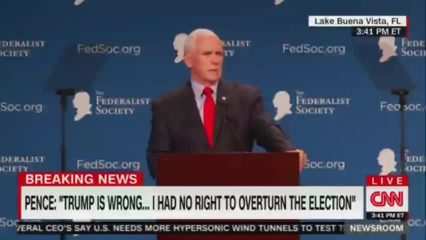 Mike Pence: "President Trump is wrong. I had no right to overturn the election."