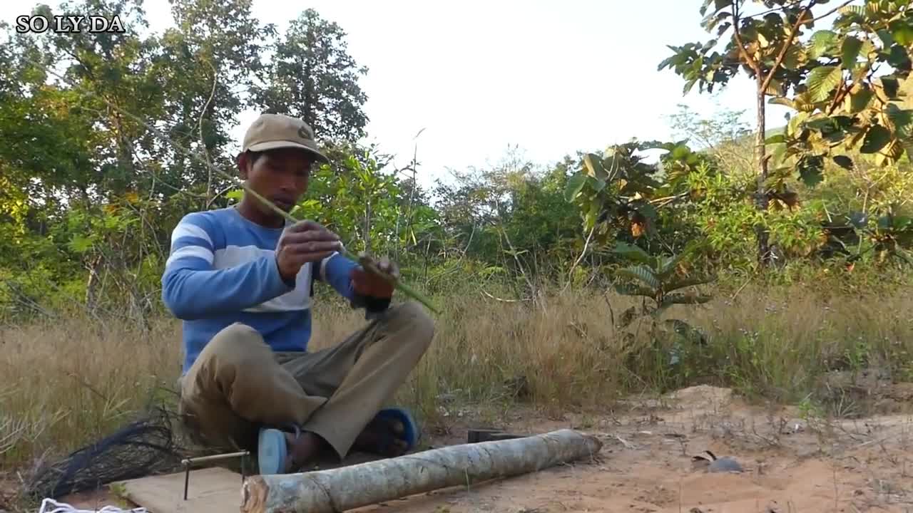 Amazing Hunter Man Make Quick Eagle Trap Using Wood With Baby Chicken - Easy Bird Trap Work 100%