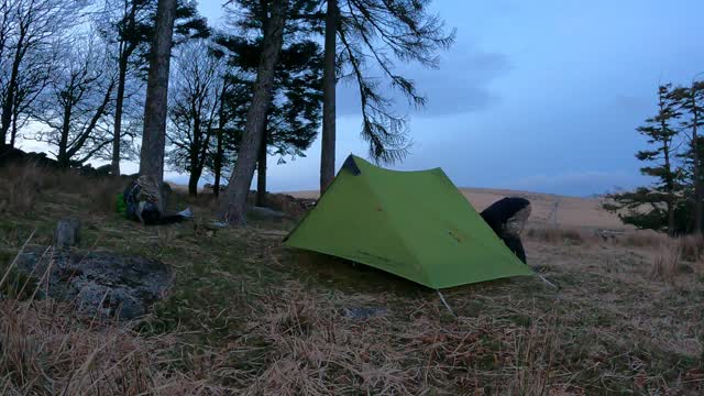 Setting up the Lanshan 2. Lightweight trekking pole tent. GoPro