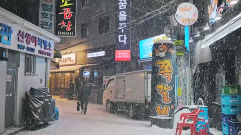 Beautiful street in snowy night.#19