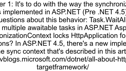 Using quotasyncquot even if it should complete as part of a MVC route deadlocks the route how can t