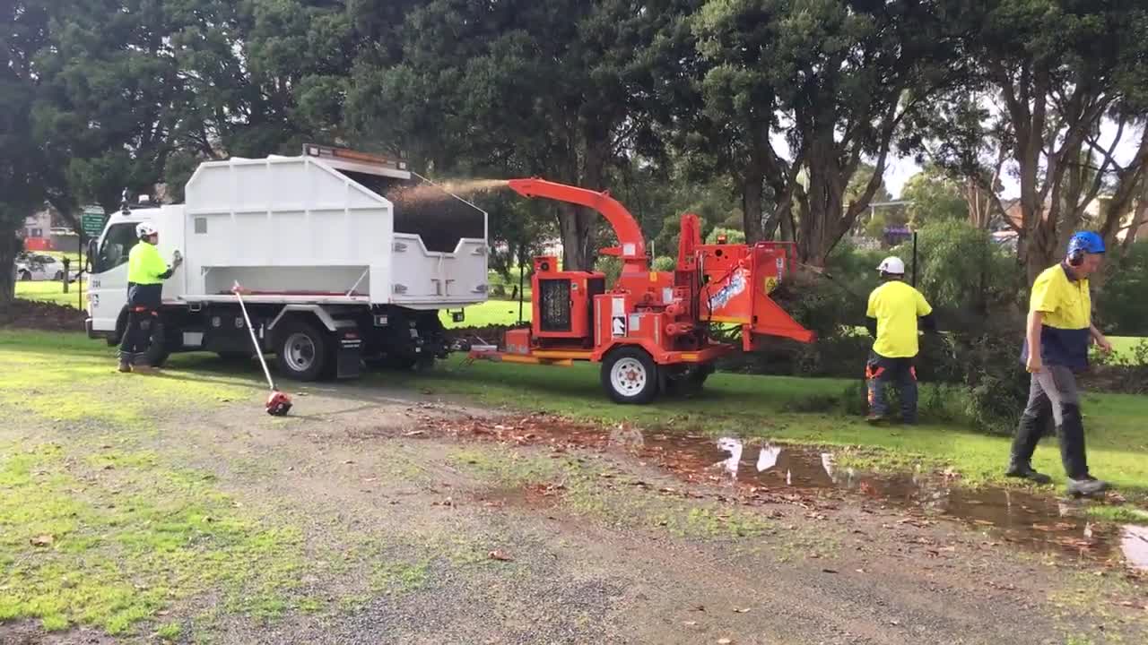 Tomcat 200AFE 8 inch drum chipper - Council work