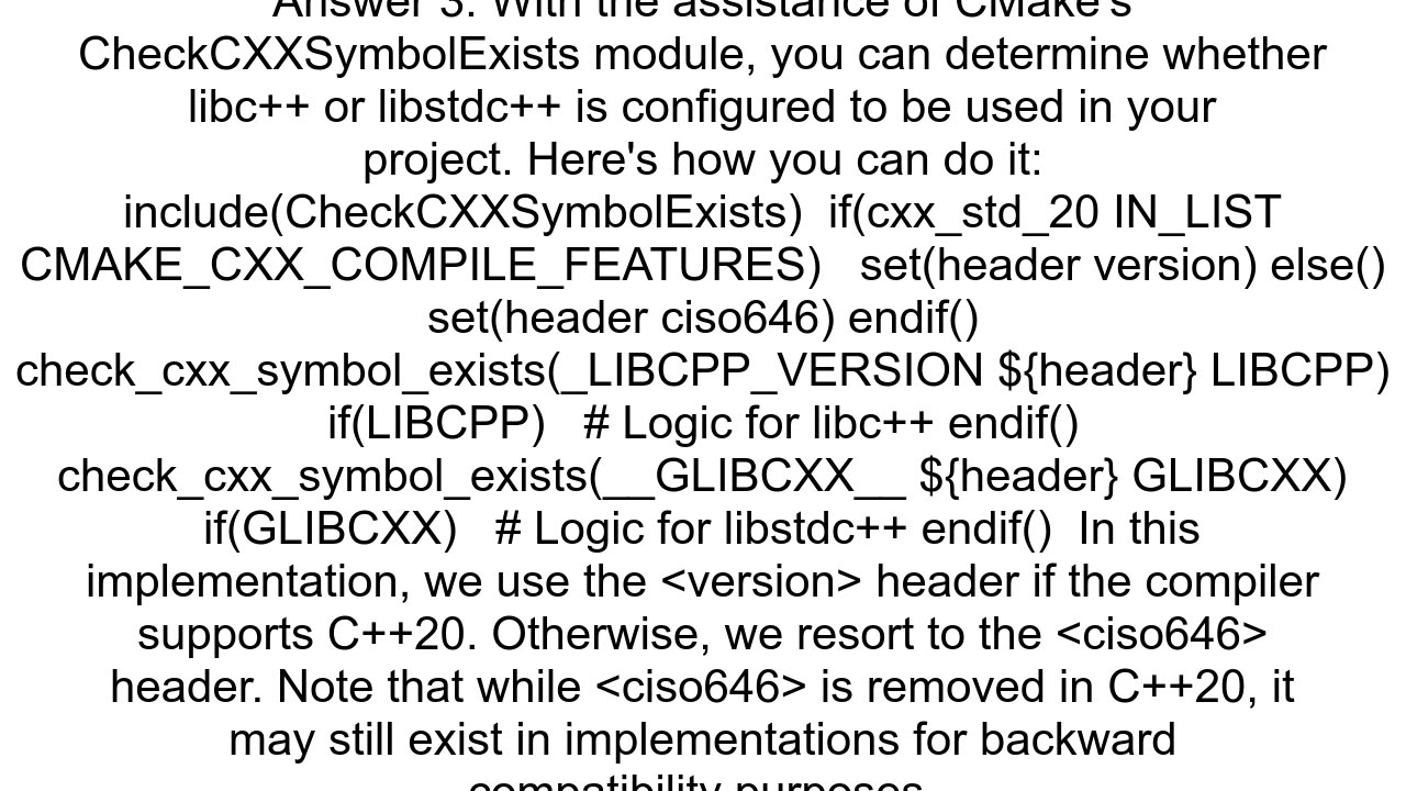 cmake detect which library libc or libstdc is configured to be used against g or clang