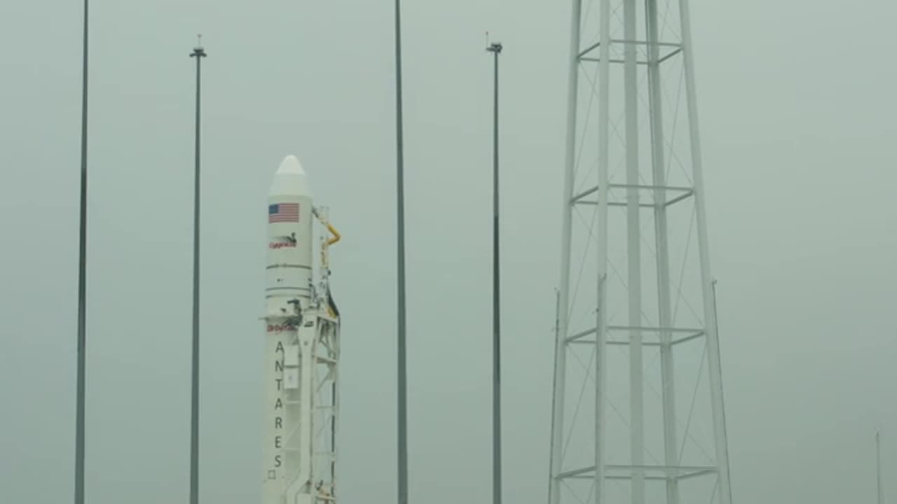 Antares Rocket Raised On Launch Pad