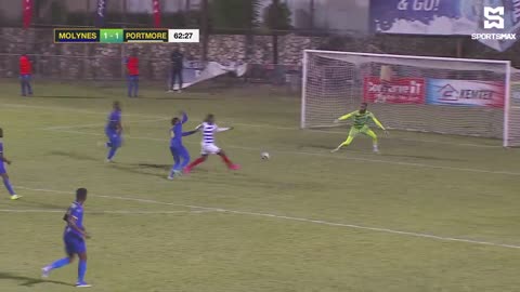 Portmore United FC turning the game around with a fighting goal against Molynes United FC in JPL!