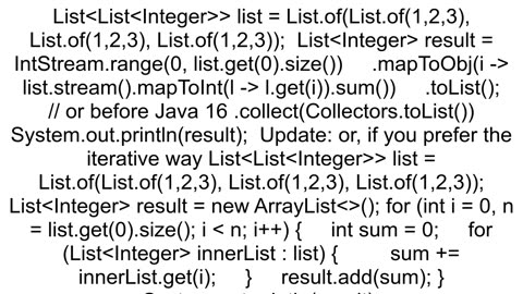How to transform a 2D list to a list with summation of all the elements