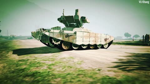 BMPT-72 'Terminator-2' armored combat vehicle fires weapons and missiles