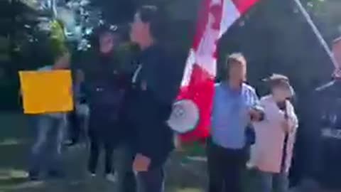 Canadian Patriots and Parents outside school demanding the arrest of pedo dressing in drag teacher in Ontario that went viral last week