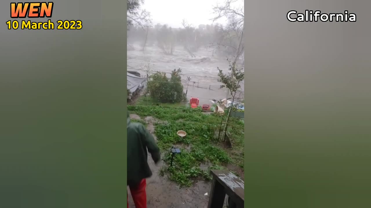 Scary footage of flash flooding in Springville! Atmospheric river hits California!