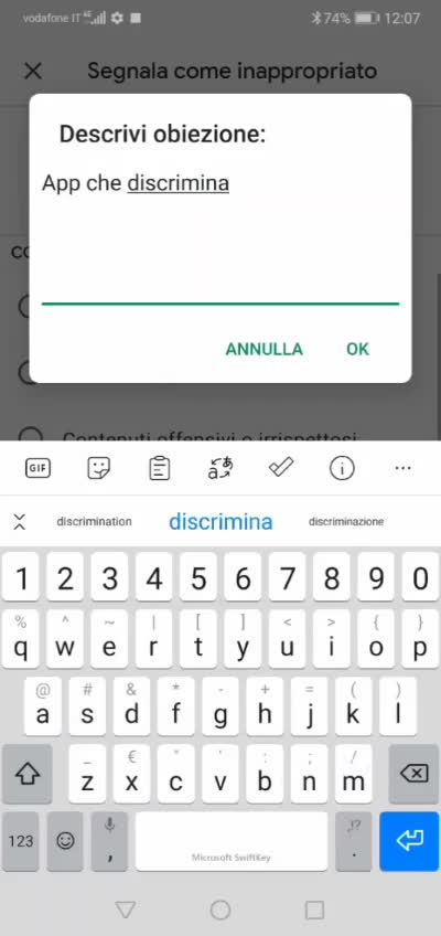 Segnalare applicazione