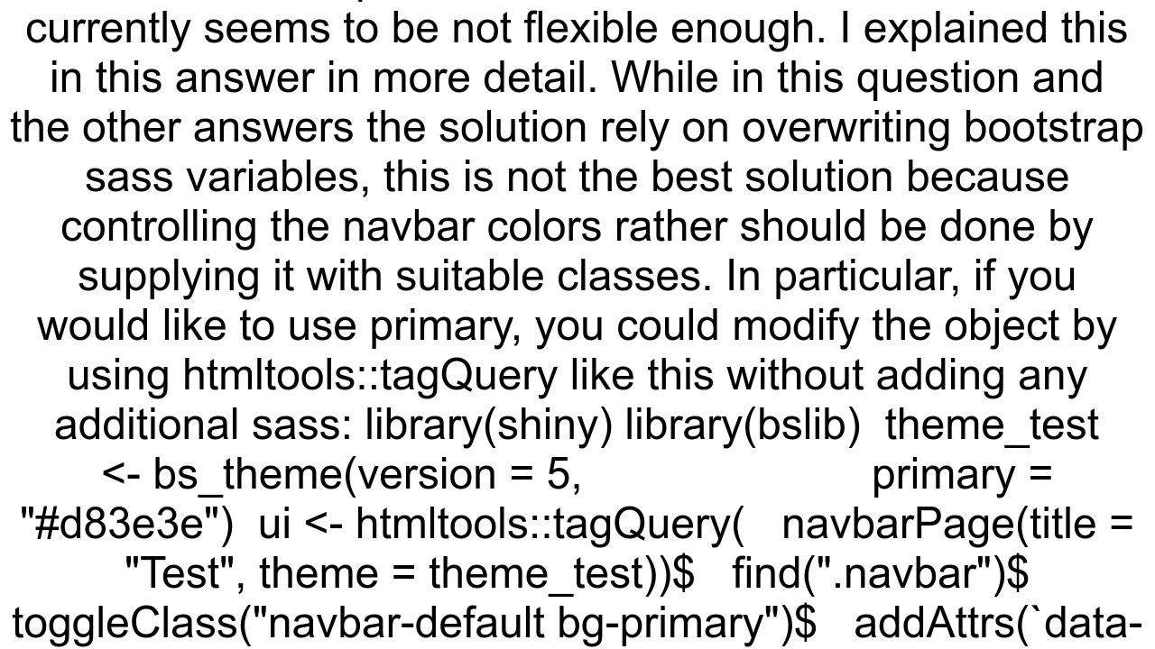 R bslib change navbar color bootstrap version 5