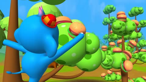 Funny Elephant and Parrot Magical Burger Tree Farming in Jungle - 3D Animals Funny Comedy Videosp5