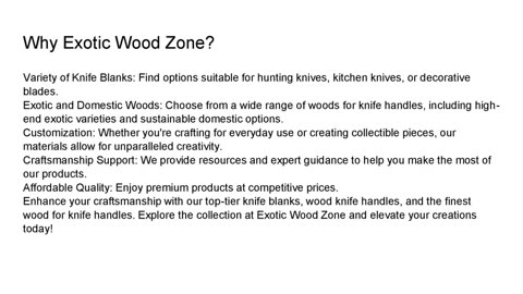 Crafting Perfection: Knife Blanks and Wood Handles from Exotic Wood Zone