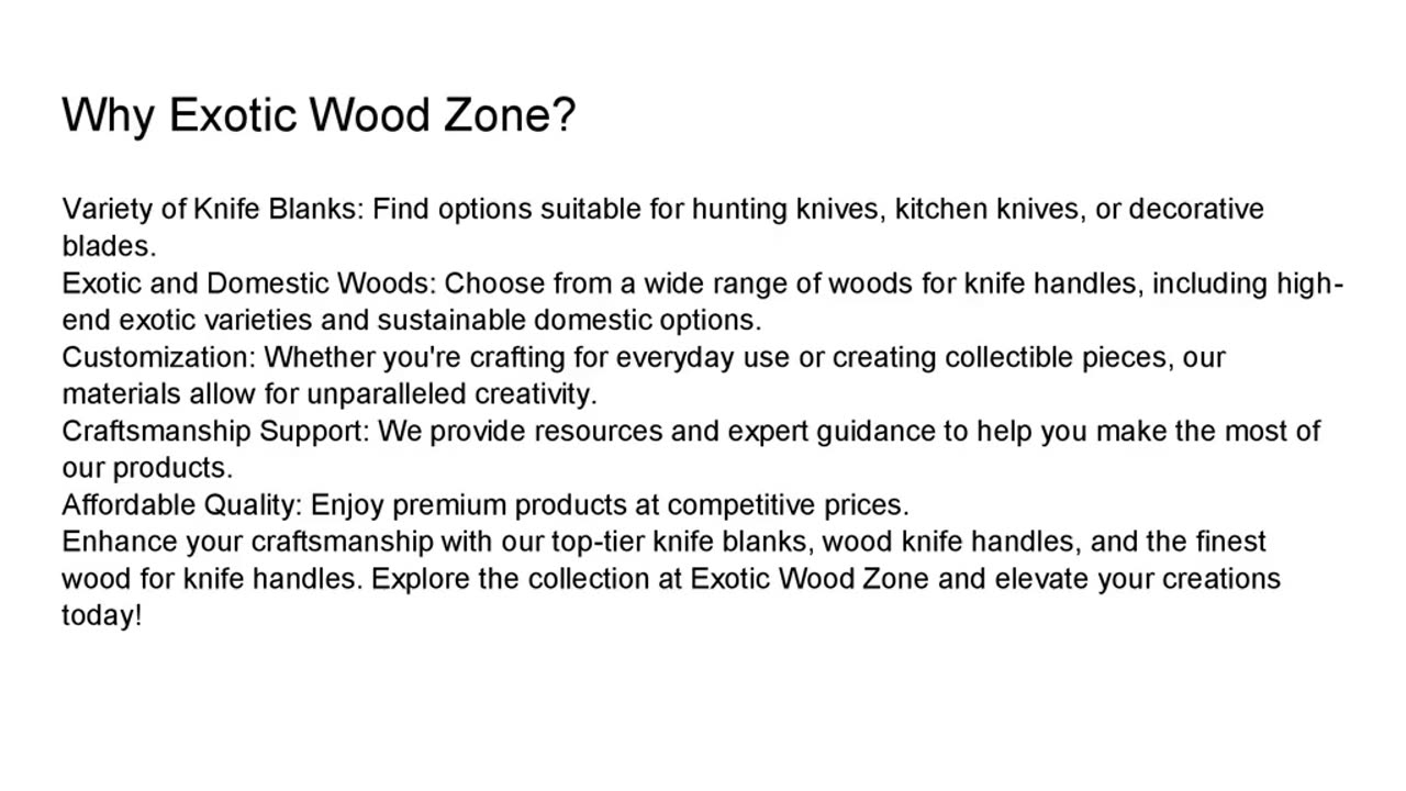 Crafting Perfection: Knife Blanks and Wood Handles from Exotic Wood Zone