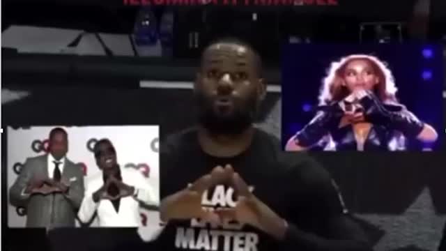 Lebron throwing luciferian gang signs