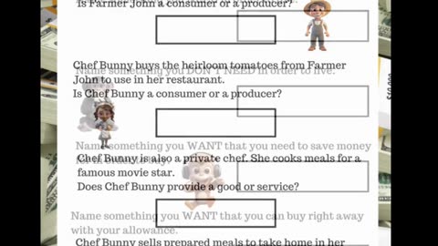 PRODUCERS, CONSUMERS, GOODS, SERVICES - Middle School Financial Worksheets