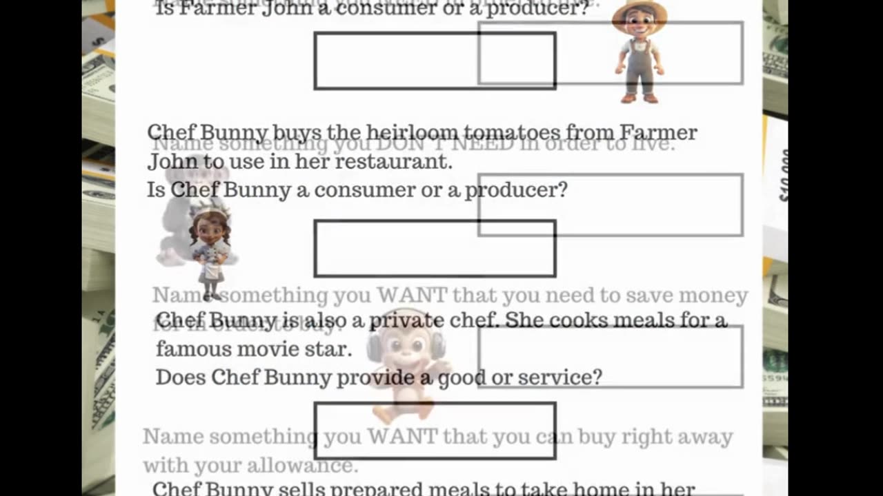 PRODUCERS, CONSUMERS, GOODS, SERVICES - Middle School Financial Worksheets