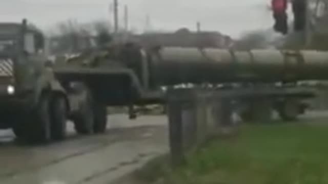 The occupiers carry missiles to shoot at Ukraine. The author of the film claims that it is Taganrog