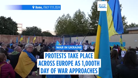 Pro-Ukraine protests take place in European capitals as 1,000th day of war approaches