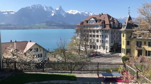 4K Oberhofen Thunersee Switzerland. Du lịch Thụy sỉ. ประเทศสวิสเซอร์แลนด์.