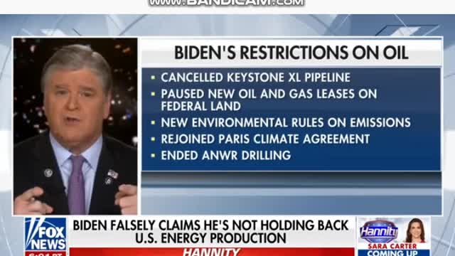 Biden blames Russia for rising Oil prices - Hannity calls LIE and has receipts