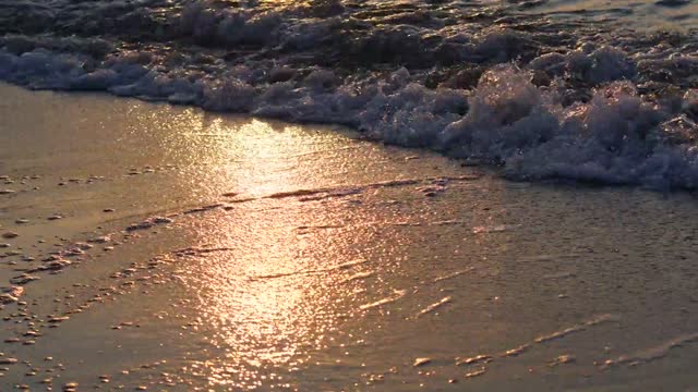 Sea wave _ golden sand_ sunrise