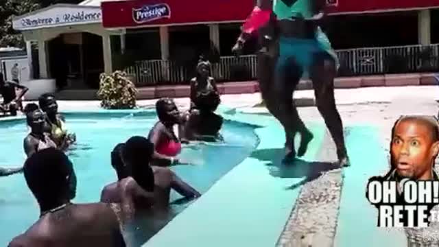 Fall by the swimming pool